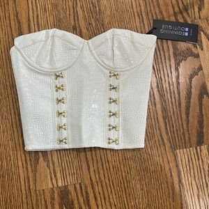 beginning boutique white corset leather crop top college going out top